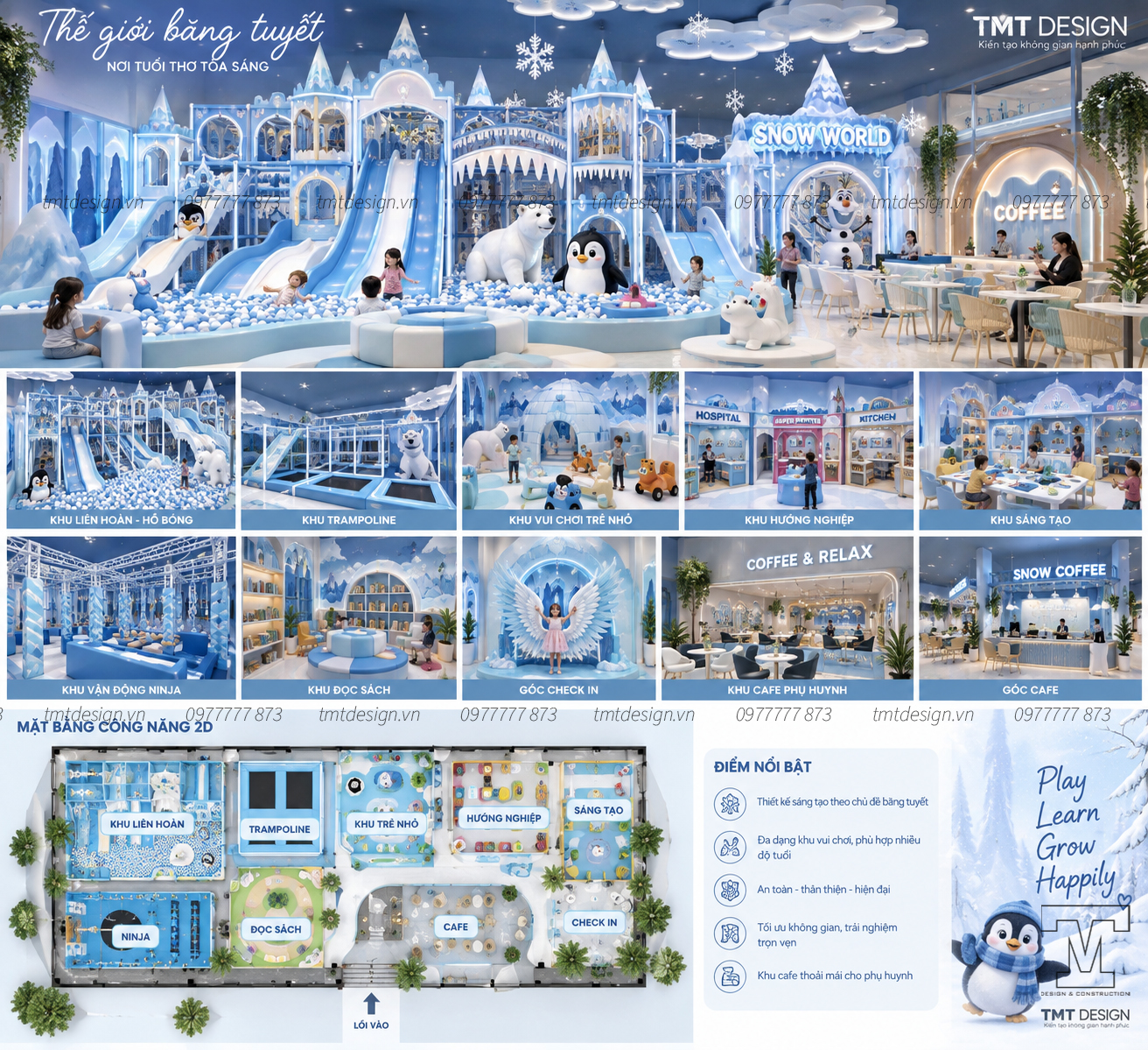 Phối cảnh ý tưởng thiết kế khu vui chơi trẻ em chủ đề Thế Giới Băng Tuyết Snow World 1